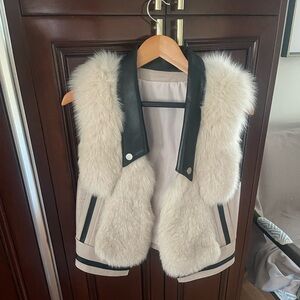 Fox Fur Elegant Cream and Black Women's Vest